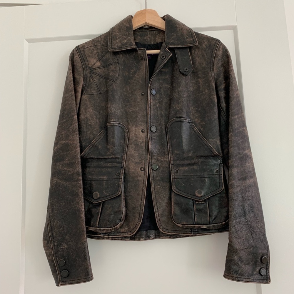 Ralph Lauren Collection distressed leather jacket